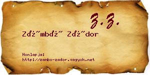 Zámbó Zádor névjegykártya